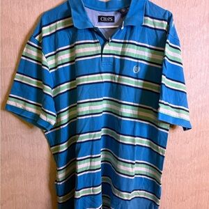 Chaps Blue and Green Polo Shirt with Sporty Stripes